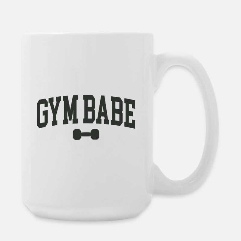 Gym Babe Dumbbell Typo Design - Large Mug 440 ml - white
