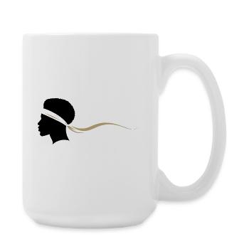 Minimalist Black And White Afro - Large Mug 440 ml - white - Right