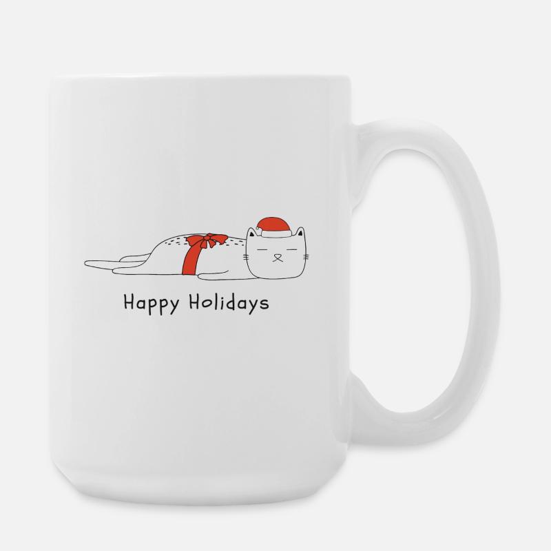 Funny cat Christmas - Large Mug 440 ml - white