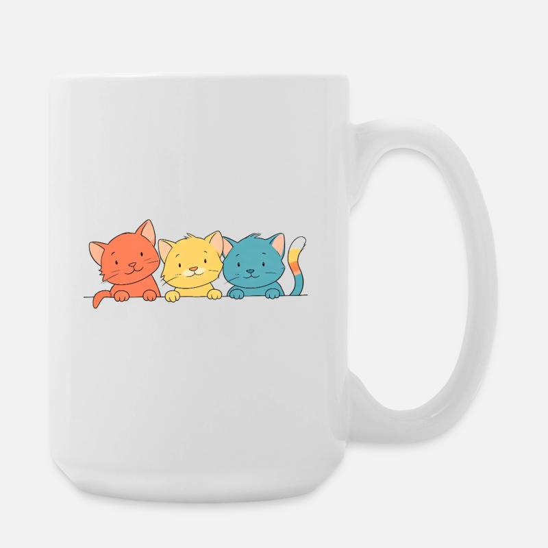 Trio Bunte Katzen Freunde - Große Tasse 440 ml - Weiß
