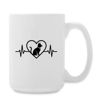 Katze Herz Silhouette Süß Pet Lover Geschenk - Große Tasse 440 ml - Weiß - Rechts