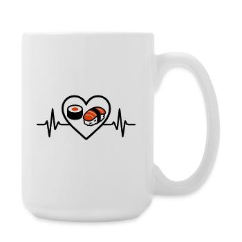 Sushi Herz Maki Lachs Japan Food Lover - Große Tasse 440 ml - Weiß - Rechts