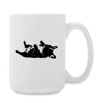 Chien allongé sur le dos - Grande tasse 440 ml - blanc - Droite