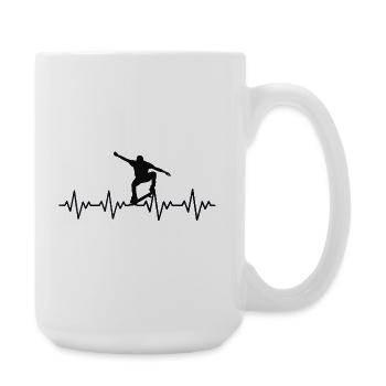 Skateboarder ECG Heartbeat - Large Mug 440 ml - white - Right