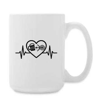 Herz Bier Bogenschießen Humor - Große Tasse 440 ml - Weiß - Rechts
