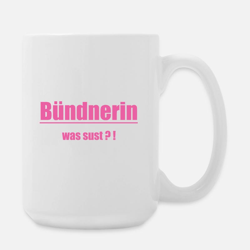 Graubünden woman What sweet?! Pink Text - Large Mug 440 ml - white