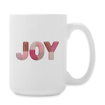 Joy Patchwork Pink Fabric Lettering Handmade - Large Mug 440 ml - white - Right