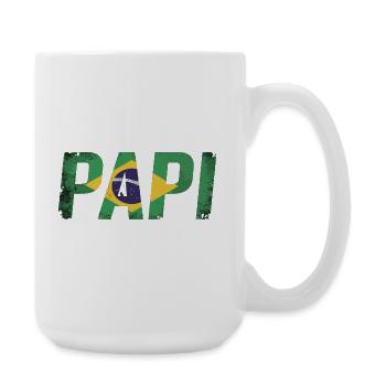 Papi Brasilien Flagge Vintage Papa - Große Tasse 440 ml - Weiß - Rechts