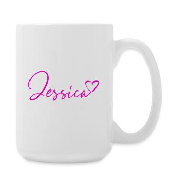 Jessica Signatur Neon Pink - Große Tasse 440 ml - Weiß - Rechts