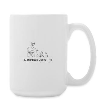Chasing Sunrise and Caffeine Cyclist Art - Large Mug 440 ml - white - Right