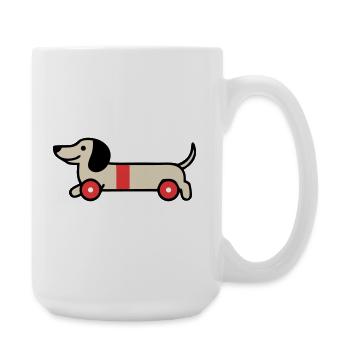 Dackel Spielzeug Holzrad Kind - Große Tasse 440 ml - Weiß - Rechts