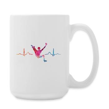 Boulderer heartbeat Bouldering Bouldering - Large Mug 440 ml - white - Right