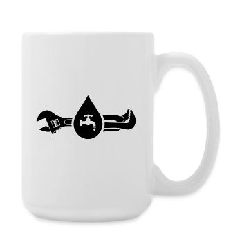Klempner Werkzeug Wasser Logo - Große Tasse 440 ml - Weiß - Rechts