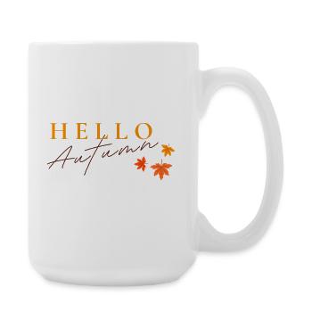 Hello Autumn | Autumn Leaves Design - Large Mug 440 ml - white - Right