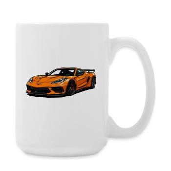 Orangener Sportwagen Illustration - Große Tasse 440 ml - Weiß - Rechts