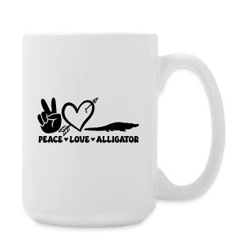 Peace Love Alligator – Design drôle de reptile - Grande tasse 440 ml - blanc - Droite