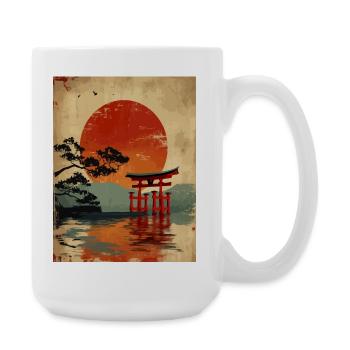 Serene Japanese Sunset Scene - Large Mug 440 ml - white - Right