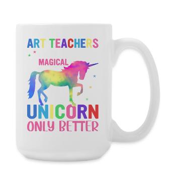 Bunte Einhorn-Kunst, die Lehrer lieben - Große Tasse 440 ml - Weiß - Rechts