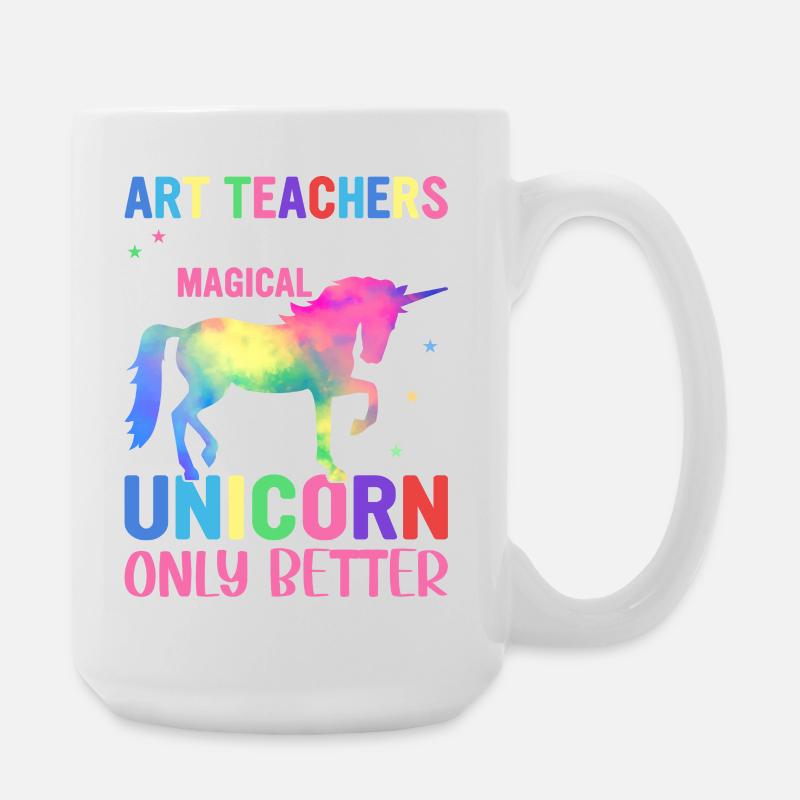 Bunte Einhorn-Kunst, die Lehrer lieben - Große Tasse 440 ml - Weiß