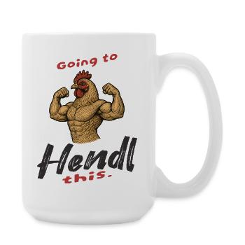 Starkes Hähnchen-Motiv für Motivation - Große Tasse 440 ml - Weiß - Rechts