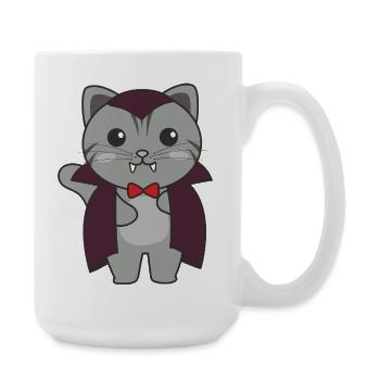 Cat Happy Halloween Cute Vampire Costume - Large Mug 440 ml - white - Right