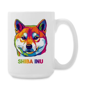 Shiba Inu Pop Art – buntes Portrait für Hundefans - Große Tasse 440 ml - Weiß - Rechts