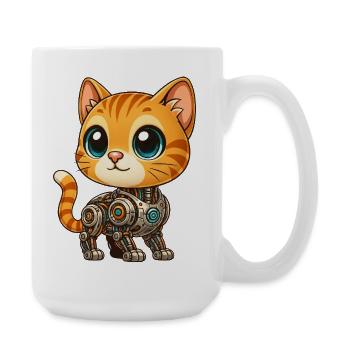 chat mignon dessin animé cyborg robot robot chat - Grande tasse 440 ml - blanc - Droite