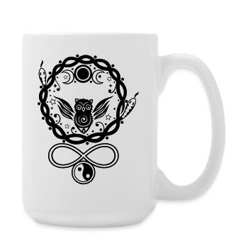 Chouette mystique d'Hécate avec symboles et lune - Grande tasse 440 ml - blanc - Droite