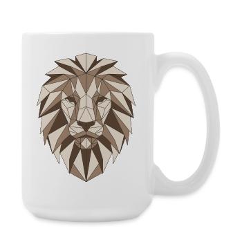Geometrischer Löwenkopf - Große Tasse 440 ml - Weiß - Rechts