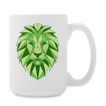 Tête de lion géométrique en vert - Grande tasse 440 ml - blanc - Droite