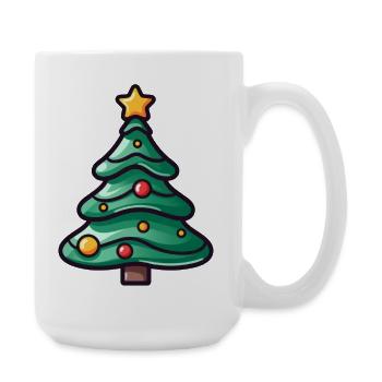 Festive Christmas Tree Illustration - Large Mug 440 ml - white - Right