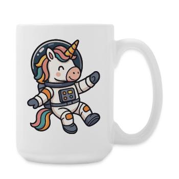 Fantasievoller Einhorn-Astronaut Regenbogenmähne - Große Tasse 440 ml - Weiß - Rechts