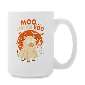 Moo... I mean Boo - Süße Halloween Kuh - Große Tasse 440 ml - Weiß - Rechts