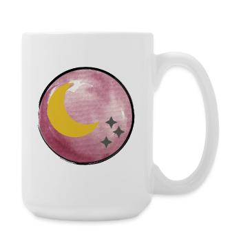 Mond und Sterne Illustration auf Wasserfarben - Große Tasse 440 ml - Weiß - Rechts