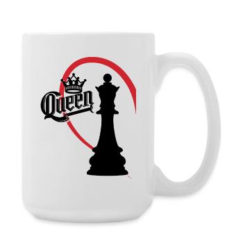 Chess Queen Left Half Heart - Large Mug 440 ml - white - Right