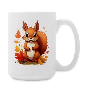 Cute squirrel in autumn - Large Mug 440 ml - white - Right