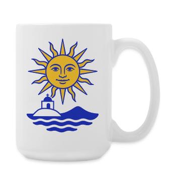 Grèce Soleil : Soleil, Eau, Chapelle - Grande tasse 440 ml - blanc - Droite