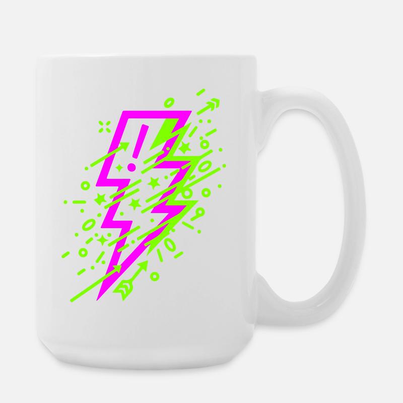 Lebendige kosmische Blitze in Neon - Große Tasse 440 ml - Weiß
