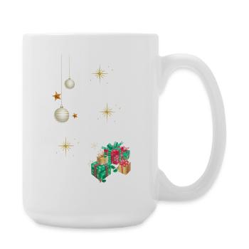 Goldene Festlichkeitskugeln und Geschenke - Große Tasse 440 ml - Weiß - Rechts