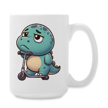Cute Dino Trex Scooter Cartoon Boredom - Large Mug 440 ml - white - Right