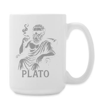 Plato the ancient philosopher as a hipster - Large Mug 440 ml - white - Right