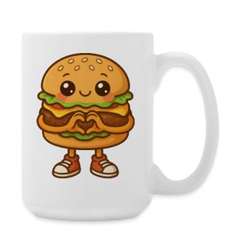 Kawaii Hamburger Herzchenfreund - Große Tasse 440 ml - Weiß - Rechts