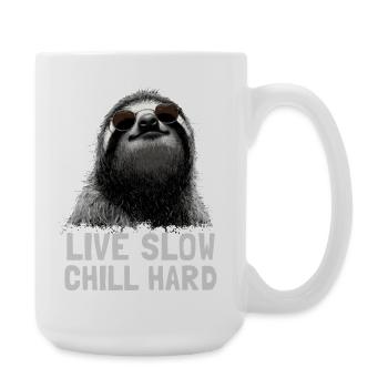 Chilled sloth with sunglasses - Large Mug 440 ml - white - Right