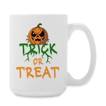 Halloween Trick or Treat Citrouille Dire Horreur - Grande tasse 440 ml - blanc - Droite