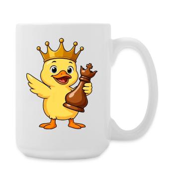 Funny Duck Chess Player King Queen Cartoon - Large Mug 440 ml - white - Right
