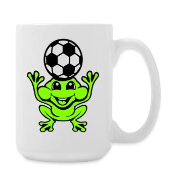 Frog Soccer Header Ball Playing Toad - Large Mug 440 ml - white - Right