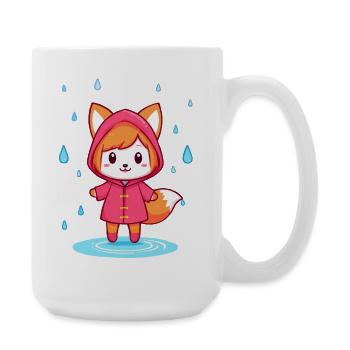 Little Chibi Fox in Raincoat - Large Mug 440 ml - white - Right