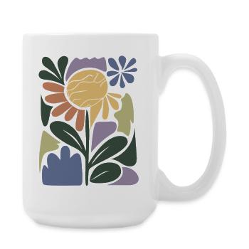 Composition florale colorée - Grande tasse 440 ml - blanc - Droite