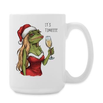 Funny Christmas Frog It’s Time Design - Große Tasse 440 ml - Weiß - Rechts