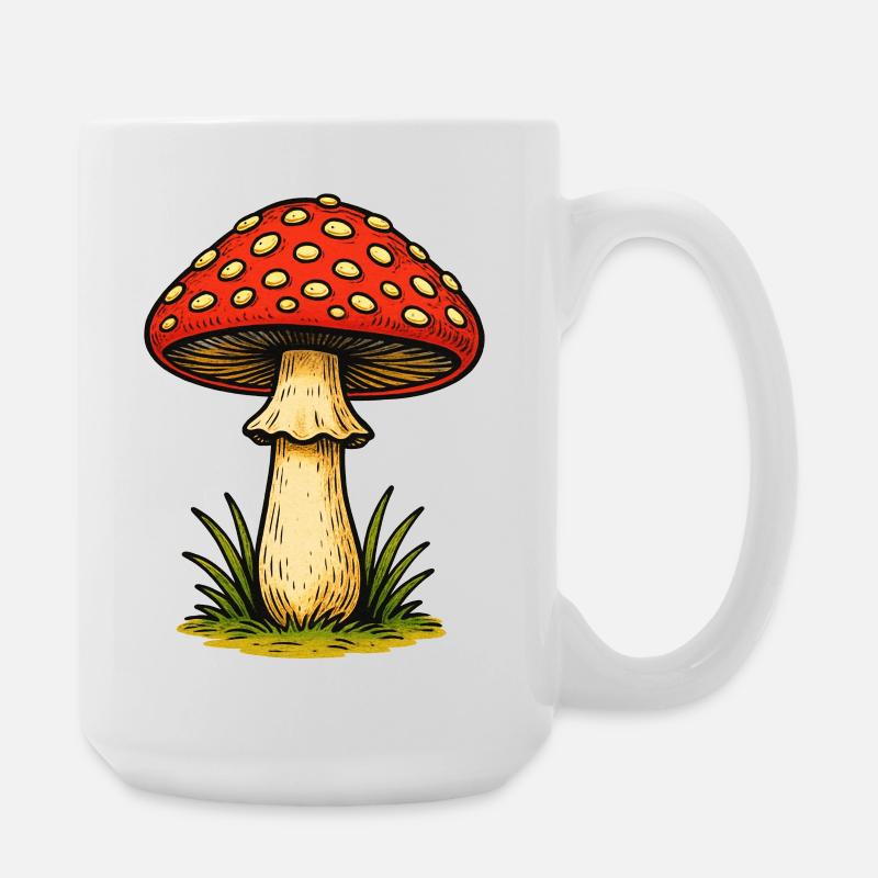 Red Toadstool Retro - Large Mug 440 ml - white